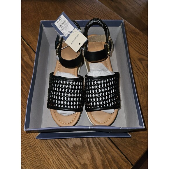 Universal Thread Alba Platform Heels SZ 8 | Black Sandals with Memory Foam NEW - Picture 1 of 7